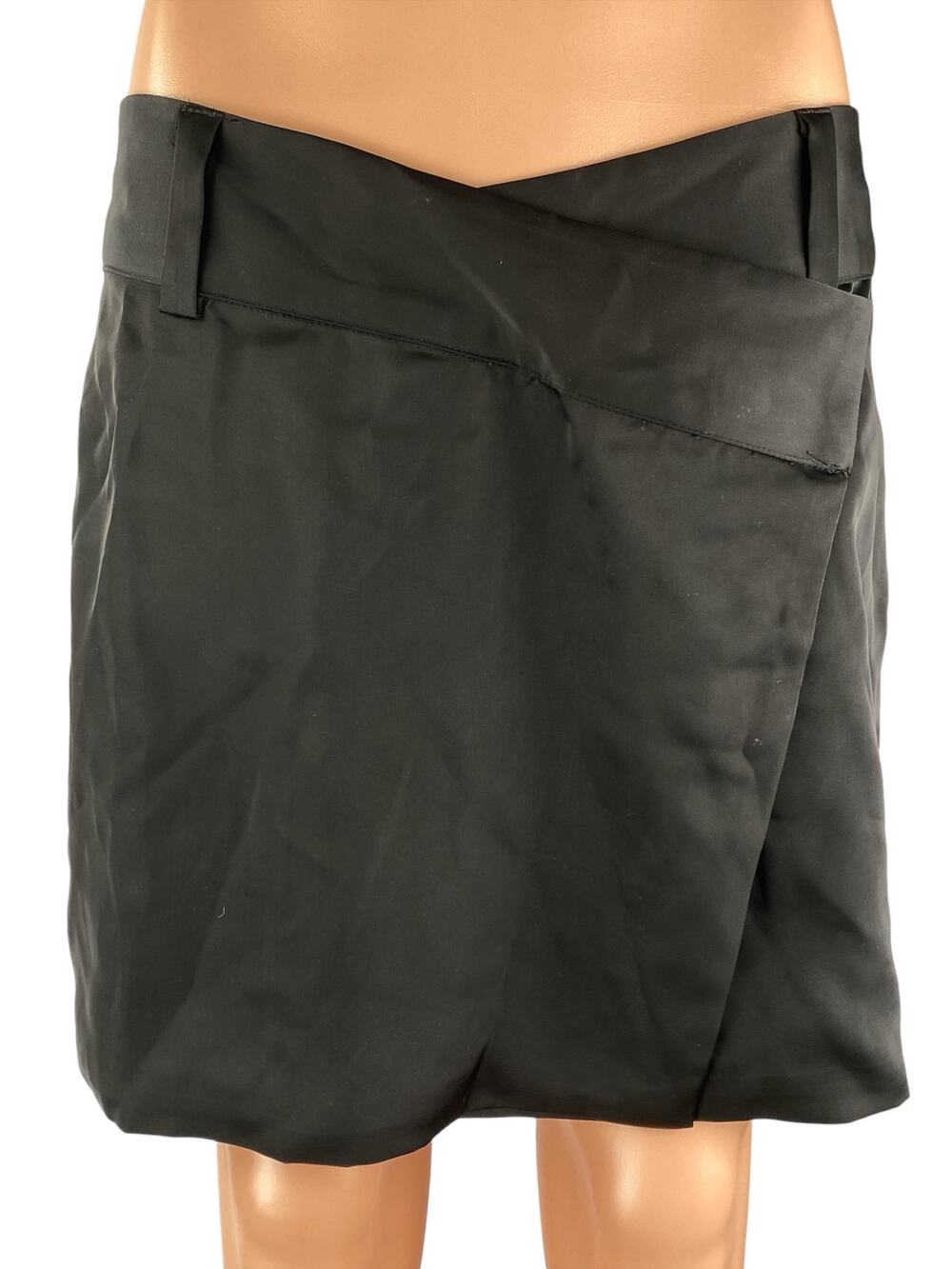 NEW Cotton Candy LA Womens Black Draped Folded Mini Asymmetrical Wrap Skirt Sz L